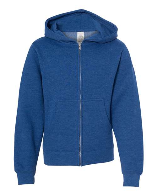 Youth Midweight Full-Zip Hooded Sweatshirt - Royal Heather Front