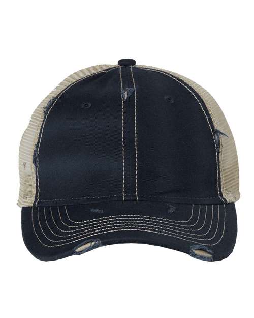Bounty Dirty-Washed Mesh-Back Cap - Navy/ Khaki Front