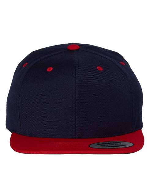YP Classics Premium Flat Bill Snapback Cap - Navy/ Red Front