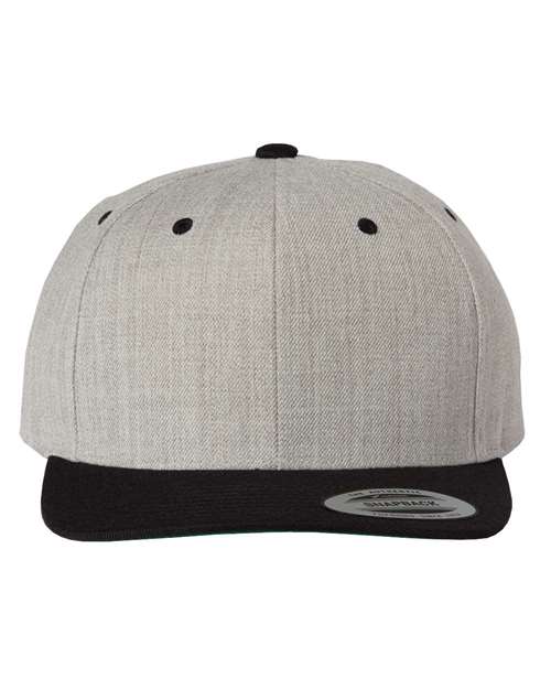 YP Classics Premium Flat Bill Snapback Cap - Heather/ Black Front