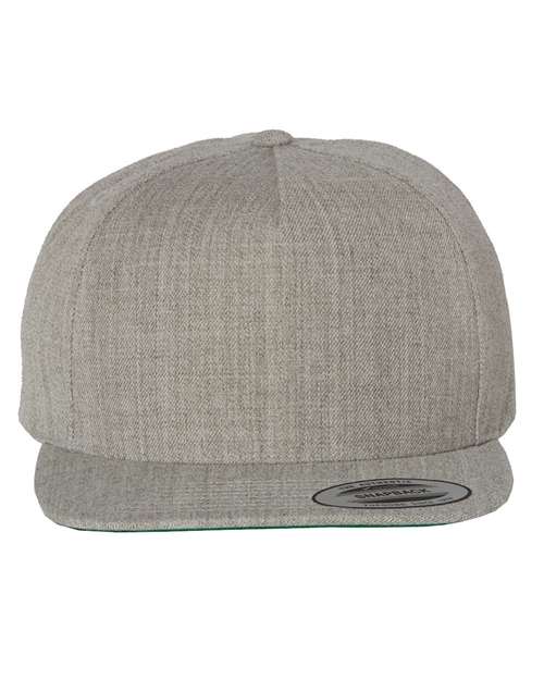 YP Classics Premium Five-Panel Snapback Cap - Heather Grey Front