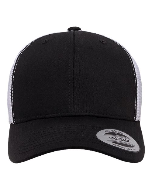 Retro Trucker Cap - Black/ White Front