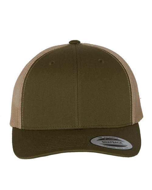 Retro Trucker Cap - Moss/ Khaki Front
