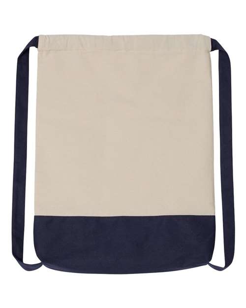 Drawstring Backpack - Natural/ Navy Back