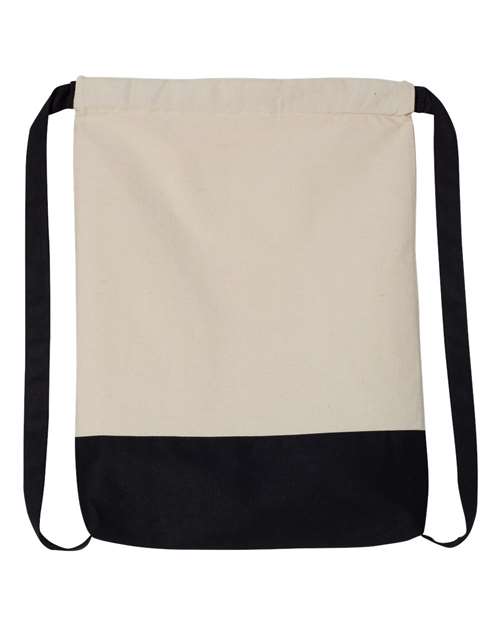 Drawstring Backpack - Natural/ Navy Front