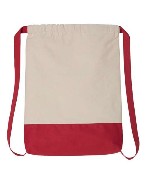 Drawstring Backpack - Natural/ Red Back