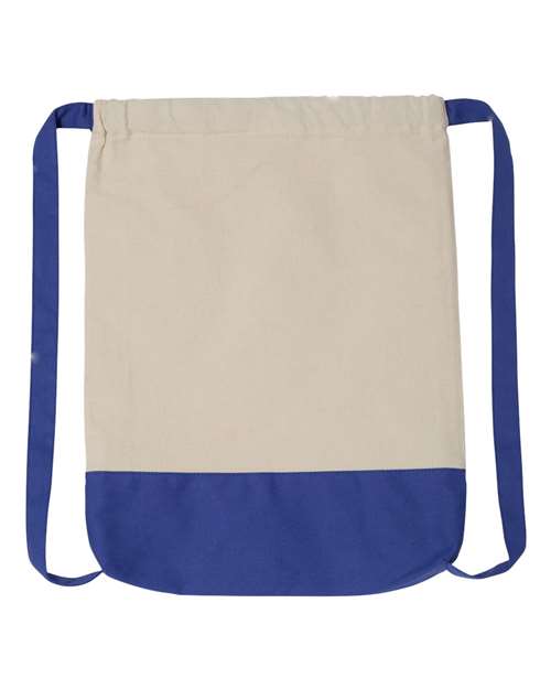 Drawstring Backpack - Natural/ Royal Back