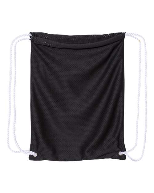 Mesh Drawstring Backpack - Black Front