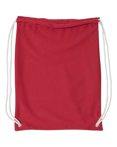 Mesh Drawstring Backpack - Red Front