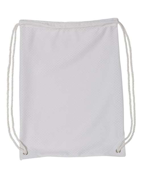 Mesh Drawstring Backpack - White Front