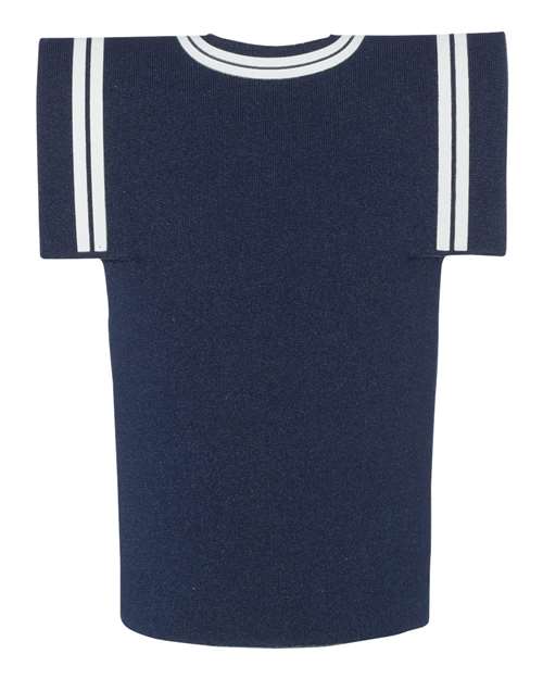 Collapsible Jersey Foam Can & Bottle Holder - Navy Back
