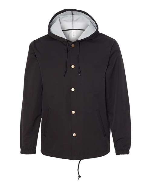 Men's Water-Resistant Hooded Windbreaker - Black Front