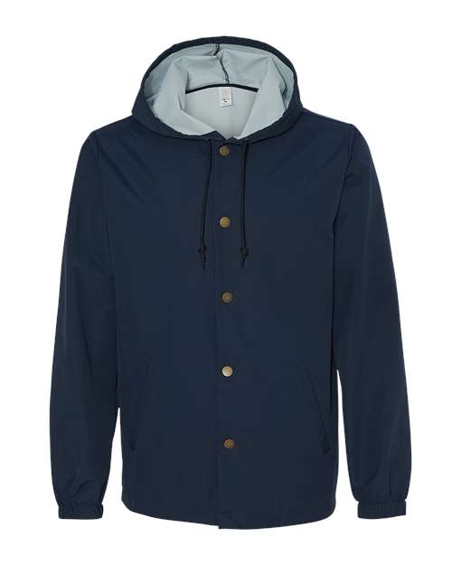 Men's Water-Resistant Hooded Windbreaker - Classic Navy Front