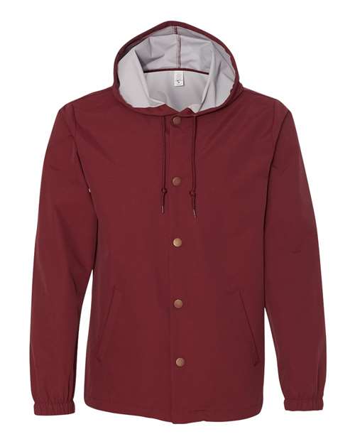 Men's Water-Resistant Hooded Windbreaker - Cardinal Front