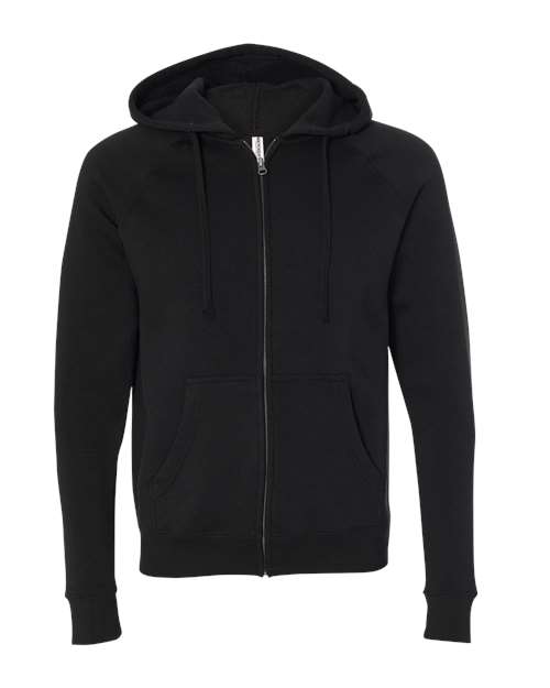 Unisex Special Blend Raglan Full-Zip Hooded Sweatshirt - Black Front