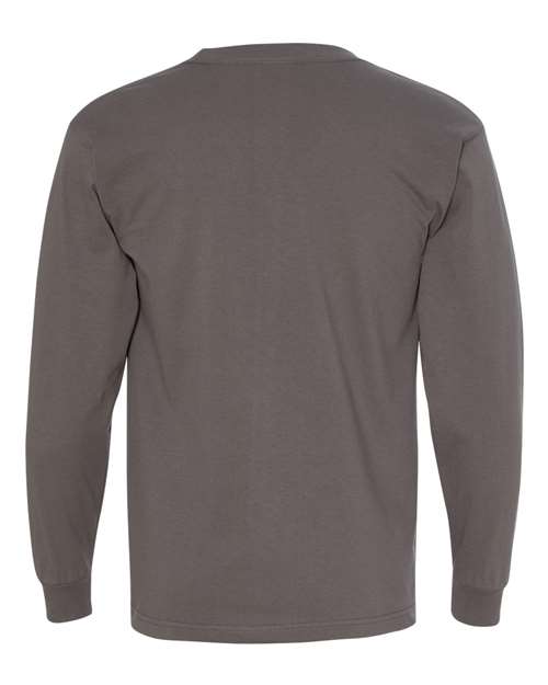 Unisex USA-Made Long Sleeve Pocket T-Shirt - Charcoal Back