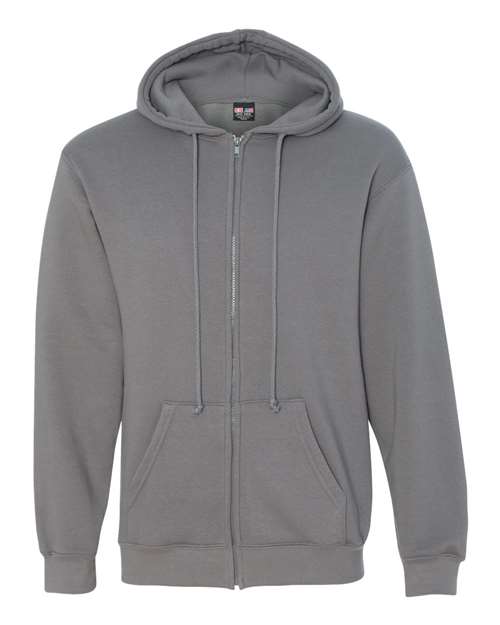Unisex USA-Made Full-Zip Hooded Sweatshirt - Charcoal Front