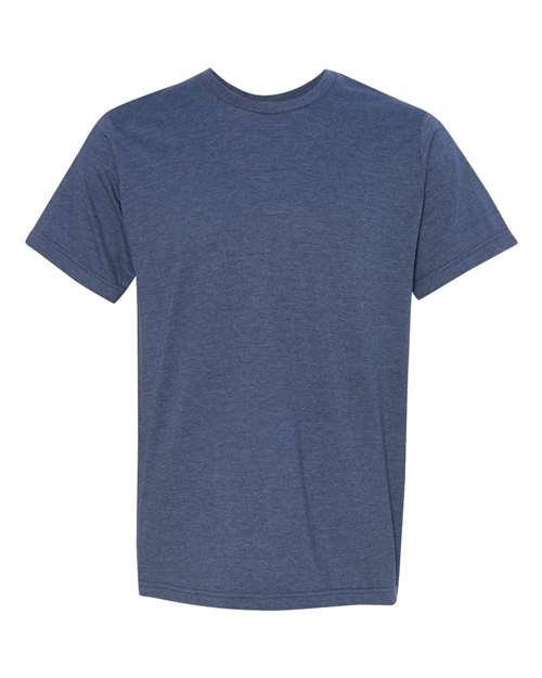 Unisex USA-Made 50/50 Fine Jersey T-Shirt - Heather Navy Front
