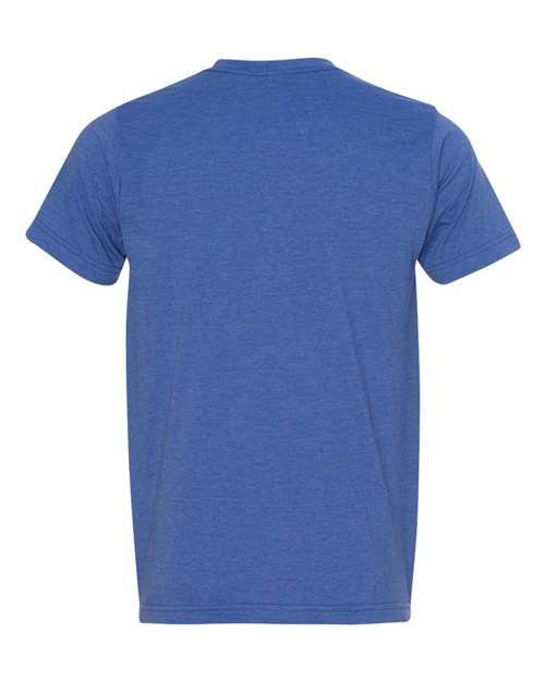 Unisex USA-Made 50/50 Fine Jersey T-Shirt - Heather Royal Blue Back