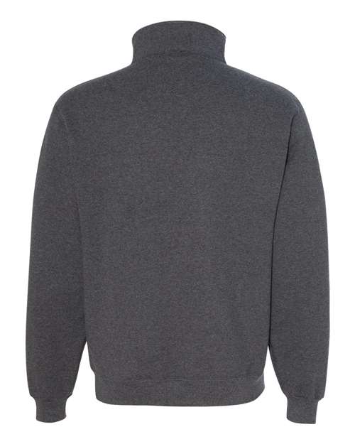 Unisex Super Sweats NuBlend® Quarter-Zip Cadet Collar Sweatshirt - Black Heather Back