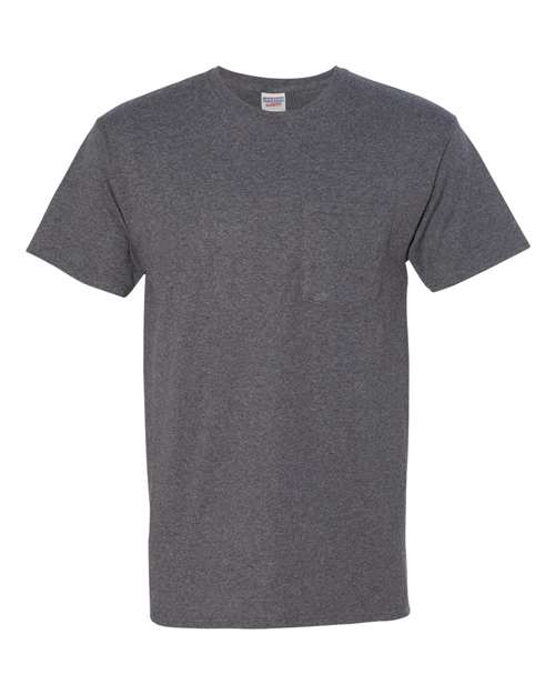 Unisex Dri-Power® 50/50 Pocket T-Shirt - Black Heather Front