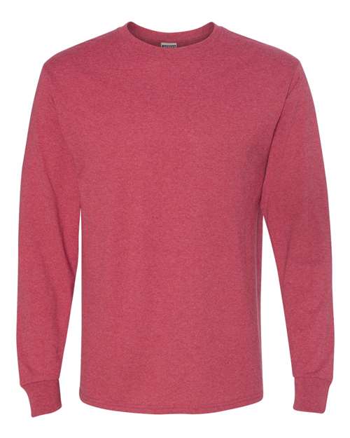 Unisex Dri-Power® Long Sleeve 50/50 T-Shirt - Vintage Heather Red Front