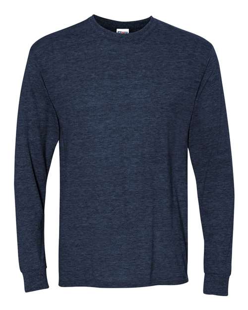 Unisex Dri-Power® Long Sleeve 50/50 T-Shirt - Vintage Heather Navy Front