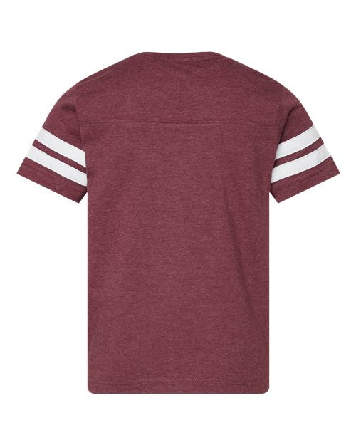 Youth Football Fine Jersey Tee - Vintage Burgundy/ White Back