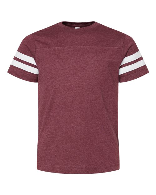 Youth Football Fine Jersey Tee - Vintage Burgundy/ White Front