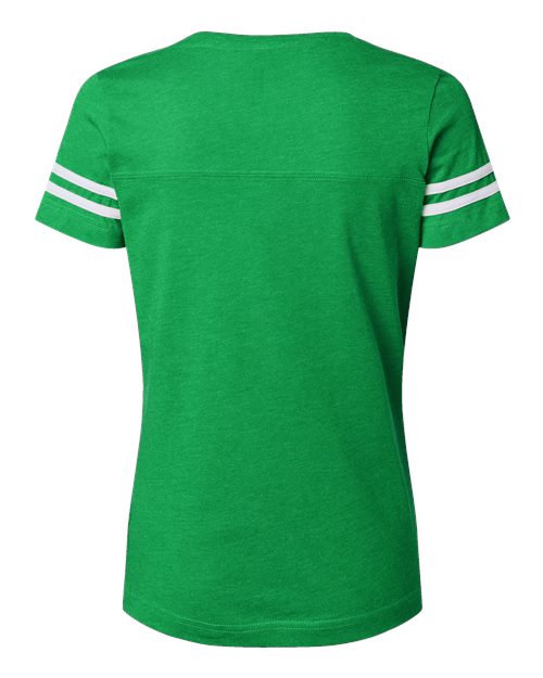 Women's Football V-Neck Fine Jersey Tee - Vintage Green/ White Back