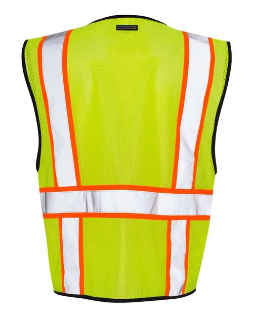 Unisex Economy Contrasting Vest with Zippered Front - Lime Back