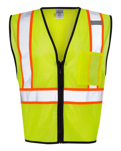 Unisex Economy Contrasting Vest with Zippered Front - Lime Front