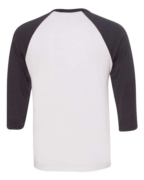 Unisex Three-Quarter Sleeve Baseball Tee - White/ Dark Grey Back