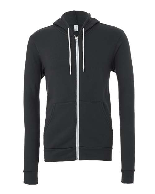 Unisex Sponge Fleece Full-Zip Hoodie Sweatshirt - Dark Grey Front