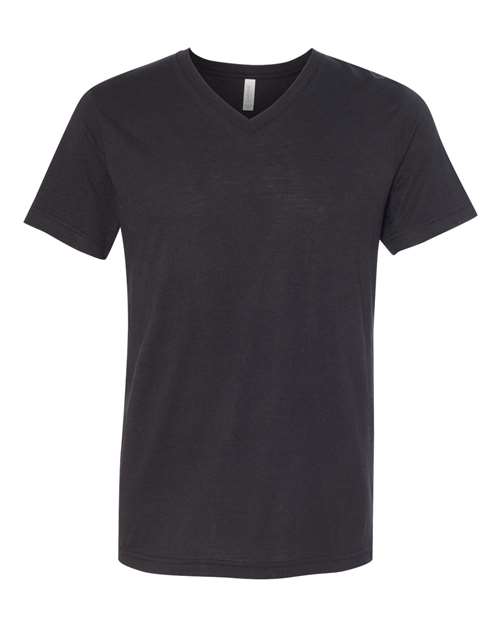 Unisex Triblend V-Neck Tee - Solid Black Triblend Front