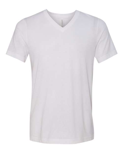 Unisex Triblend V-Neck Tee - Solid White Triblend Front