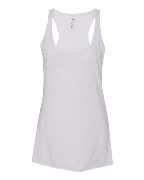 Women's Triblend Racerback Tank - Solid White Triblend Front