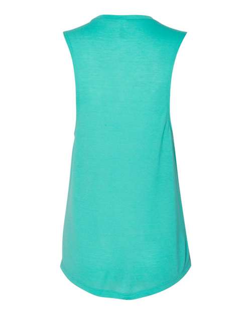 Women's Flowy Scoop Muscle Tank - Teal Back