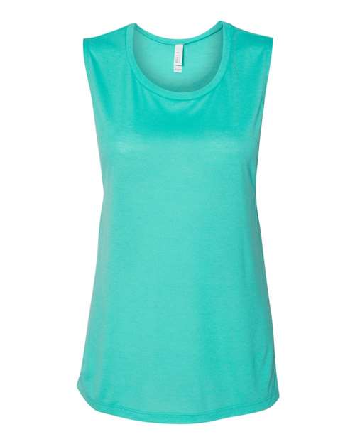 Women's Flowy Scoop Muscle Tank - Teal Front