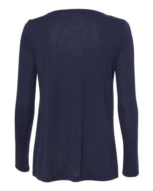 Women's Flowy Long Sleeve V-Neck Tee - Midnight Back