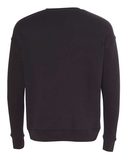 Unisex Sponge Fleece Drop Shoulder Crewneck Sweatshirt - Black Back