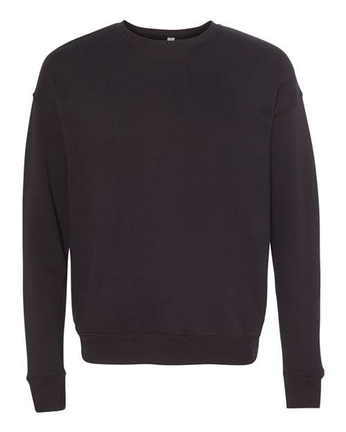 Unisex Sponge Fleece Drop Shoulder Crewneck Sweatshirt - Black Front