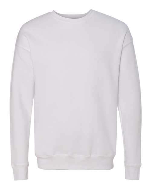Unisex Sponge Fleece Drop Shoulder Crewneck Sweatshirt - White Front