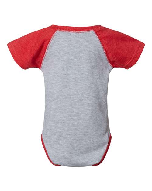 Infant Baseball Fine Jersey Bodysuit - Vintage Heather/ Vintage Red Back
