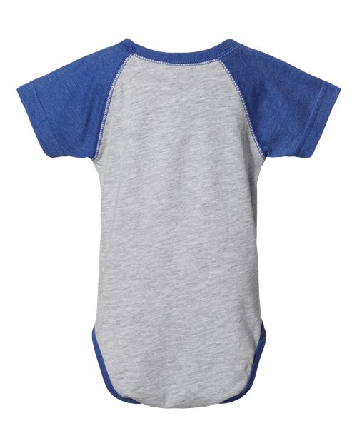 Infant Baseball Fine Jersey Bodysuit - Vintage Heather/ Vintage Royal Back