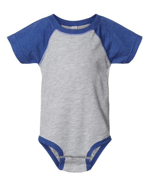 Infant Baseball Fine Jersey Bodysuit - Vintage Heather/ Vintage Royal Front