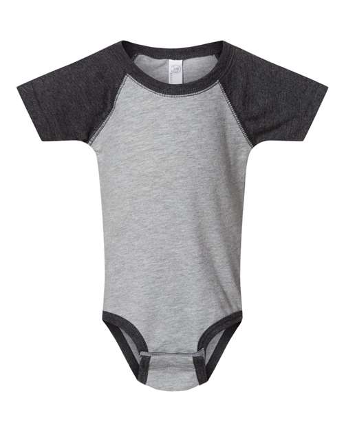 Infant Baseball Fine Jersey Bodysuit - Vintage Heather/ Vintage Smoke Front