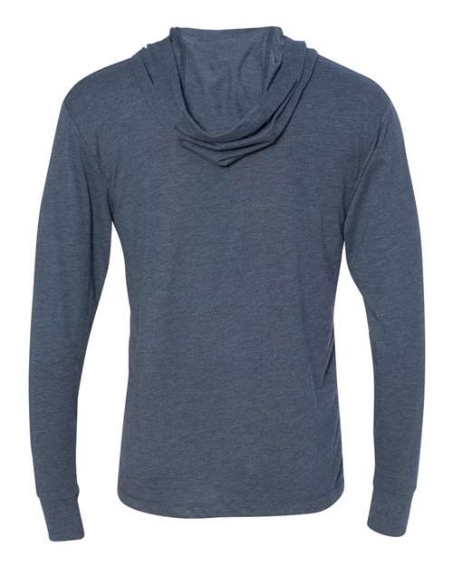 Unisex Triblend Hooded Long Sleeve Pullover T-Shirt - Indigo Back