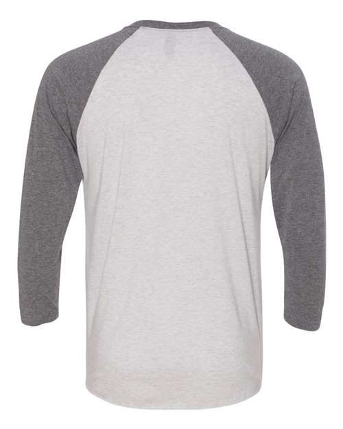 Unisex Triblend Three-Quarter Raglan T-Shirt - Premium Heather Sleeves/ Heather White Body Back