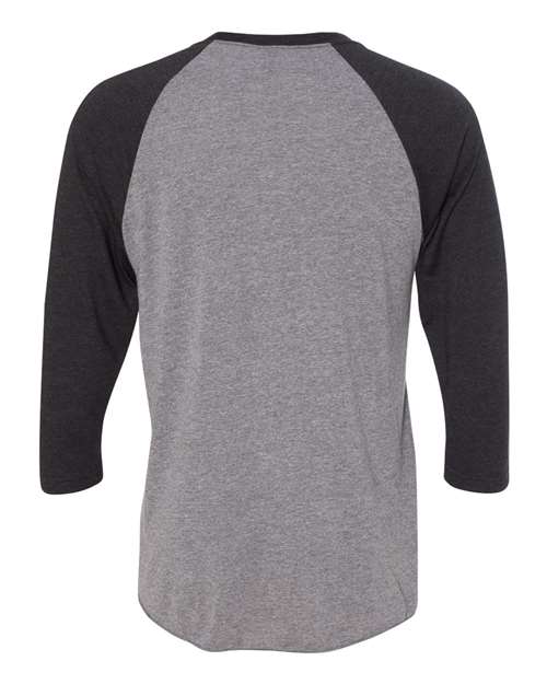 Unisex Triblend Three-Quarter Raglan T-Shirt - Vintage Black Sleeves/ Premium Heather Body Back